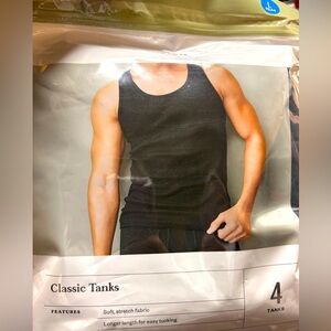 NEW men’s Goodfellow & Co package of‎ 4 black tank tops - Size Large